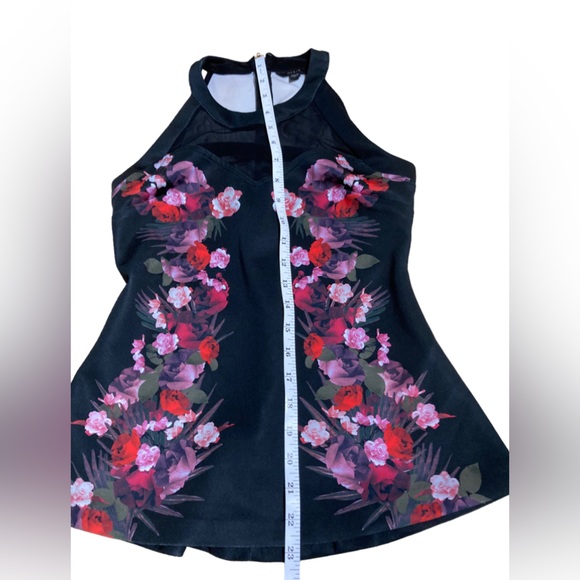 Guess bold floral body-hugging halter top with mesh chest. Gorgeous! - Picture 8 of 8